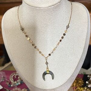Gold Crescent Pendant Necklace